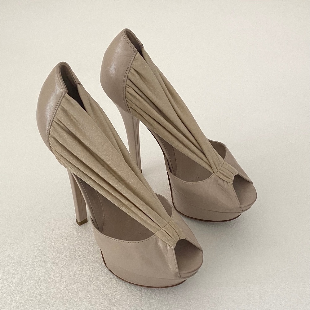 Fendi Nude tone Elastic Lycra Platforms Size 36